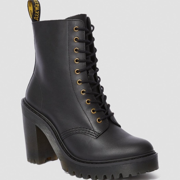 Dr. Martens Shoes - Dr. Martens Women's Kendra 10-Eye Heel Platform Boots Black Leather US 8 RARE!!